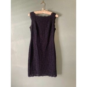Adrainna Papell navy blue lacy sleeveless lined dress size 6